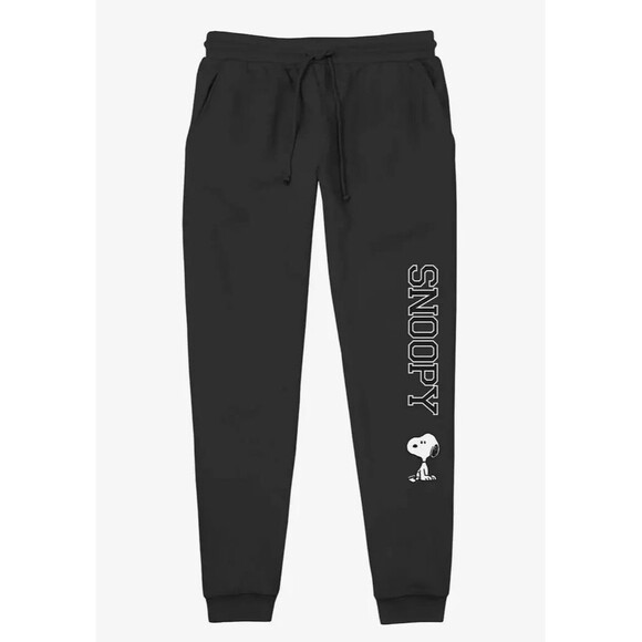 Peanuts Snoopy Look Jogger Sweatpants Lightweight Men's (M) Black Licensed - Picture 1 of 10